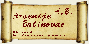 Arsenije Balinovac vizit kartica